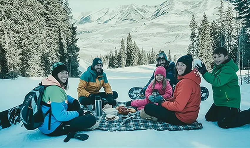 Snowboardanje, odmor za malico,